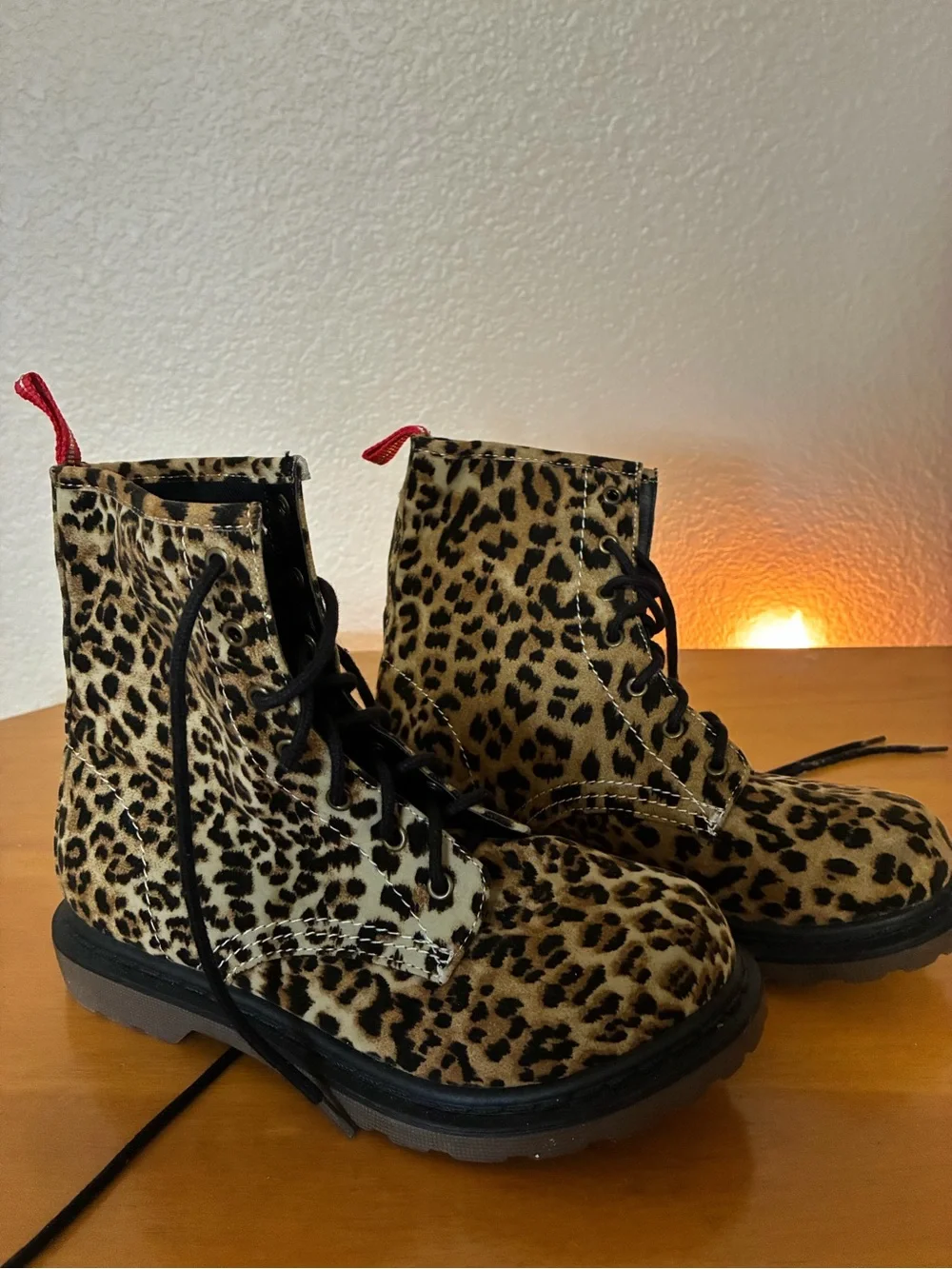 St. John's Bay Leopard Print Lace-Up Boots - Tan/Black